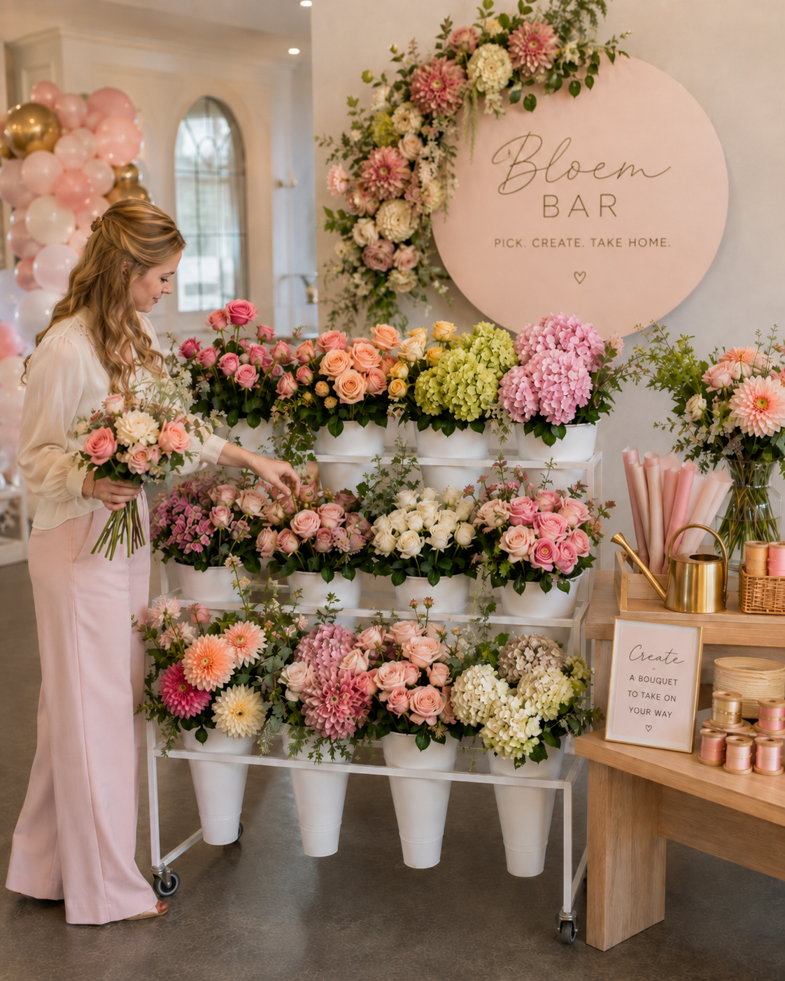 A guest selecting flowers from a Bloem Bar